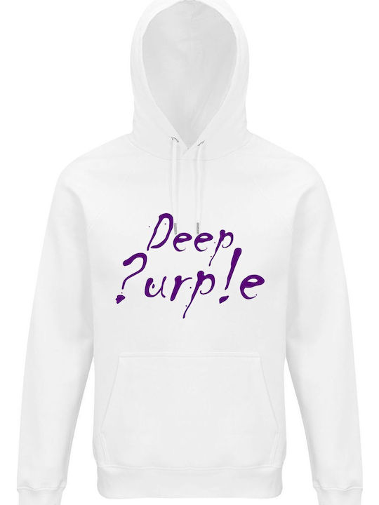 Hoodie Unisex Organic " Deep Purple " White