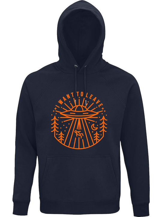 Hoodie Unisex Organic " I Want To Leave Aliens ...