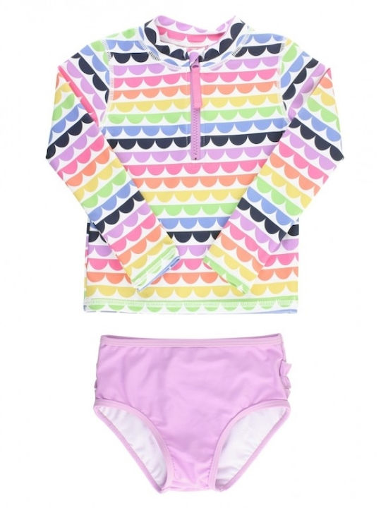 Rufflebutts Costum De Baie Pentru Copii Protecție Solară UV 50+ Rainbow Scallop
