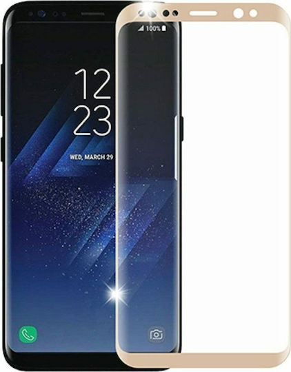 Vmax Γυαλί Προστασίας Fullcover 3d Full Curved 0.23mm Case Friendly Samsung G950 Galaxy S8 Plus Χρυσο