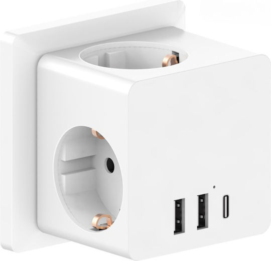 Smart PowerCube 6 Prize cu 2 USB-A și USB-C Gri