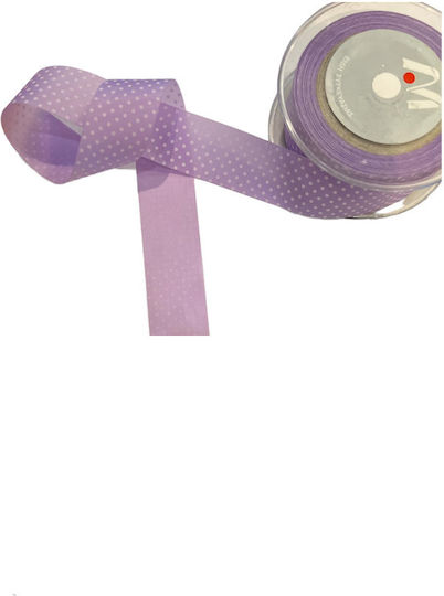 Markas Single Face Polka Dot Ribbon 35mmx18m Purple White 48375