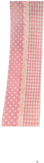 Markas Κορδέλα Μονής Όψης Καρώ & Πουά 50mmx9m Light Pink White 48385