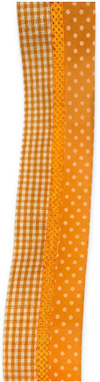 Markas Κορδέλα Μονής Όψης Καρώ & Πουά 35mmx9m Orange White 48390