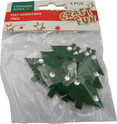 Craft Felt Christmas Trees Rhinestones Set 4 Pieces 6.5 Cm