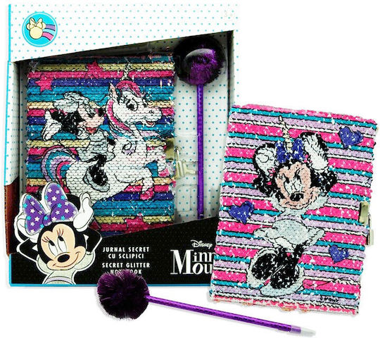 Παιδικό Σετ Τετράδιο Ημερολόγιο Sequin Στυλό Minnie Mouse