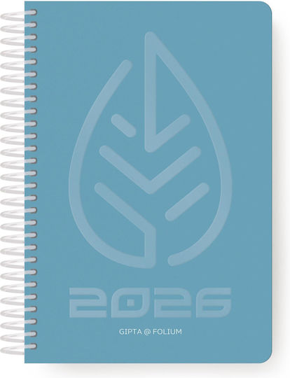 Gipta Diary Spiral Folium 2026 Daily 12×17 Light Blue 626-1712-86
