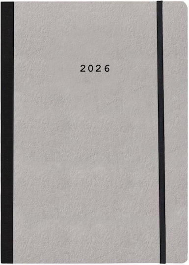 Next Дневник 2026 Natural Дневен Flexi Светлосив Ластик 17x25см Възможност За Печат