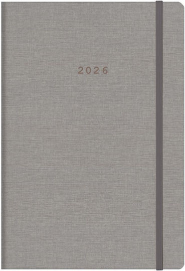 Next Diary 2026 Nomads Daily Flexi Light Gray Elastic 17x25cm