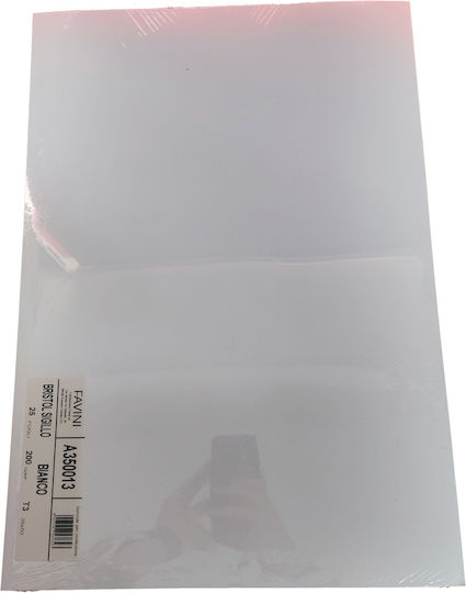 Favini 25 Χαρτόνια 200g/m2 Σειράς Bristol Bianco Sigillo Λευκά 35x50 T3