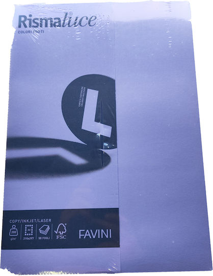 Favini 50 Φύλλα Rismaluce 200g/m2 Βιολετί 49 21x29,7 A4