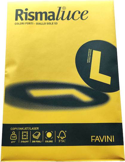 Favini 200 Sheets Rismaluce 140g/m2 Yellow of the Sun 53 21x29.7 A4