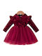 Children's Dress Long Sleeve Velvet Bordeaux