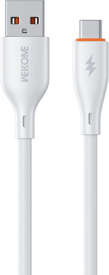 WK USB 2.0 Cable USB-C male - USB-A 66W PD Λευκό 1m 250910