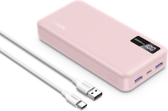 Ugreen PB312 Power Bank 20000mAh 20W με 2 Θύρες USB-A και Θύρα USB-C Power Delivery Ροζ