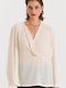 Women's Blouse Long Sleeve with V Neckline Blue