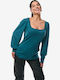 Women's Sweater with 3/4 Sleeve Petrol Blue