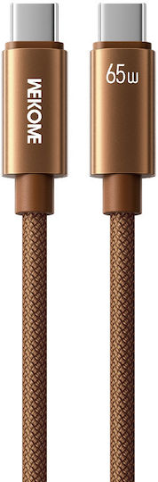 WK USB 2.0 Cable USB-C male - USB-C 65W PD Καφέ 1.2m 250927