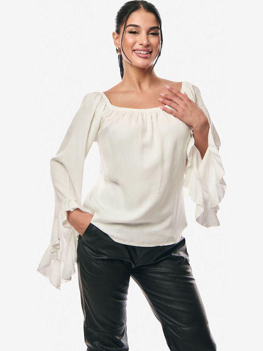 Γυναικεία Μπλούζα Off-Shoulder Εκρού