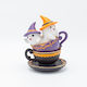 Little Ghosts Orange Black Hat Cups Halloween 14.5x12.7x17.5cm