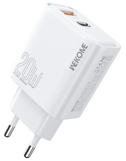 WK Φορτιστής Χωρίς Καλώδιο με Θύρα USB-A και Θύρα USB-C 20W Power Delivery Λευκός (WP-U60)