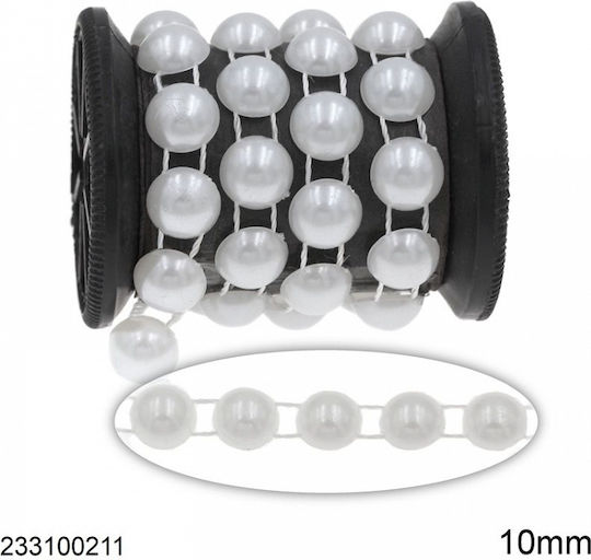 Plastic Pearl Cap Set 10mm White 233100211 White 1 Meter