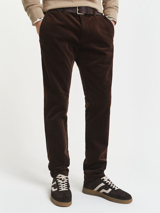 Gant Trousers Chino Elastic in Slim Fit Brown