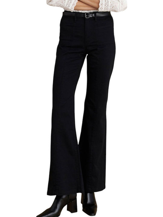 Damen Stoff Cargo Hose Black