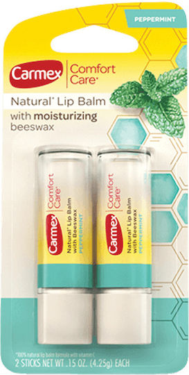 Carmex Comfort Care Lip Balm Beeswax Peppermint 2-pack