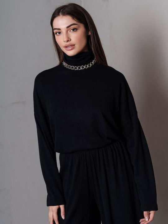 Collectiva Noir Women's Blouse Long Sleeve Black