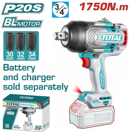 Total Brushless Impact Wrench Battery 20V Solo with Socket 3/4"