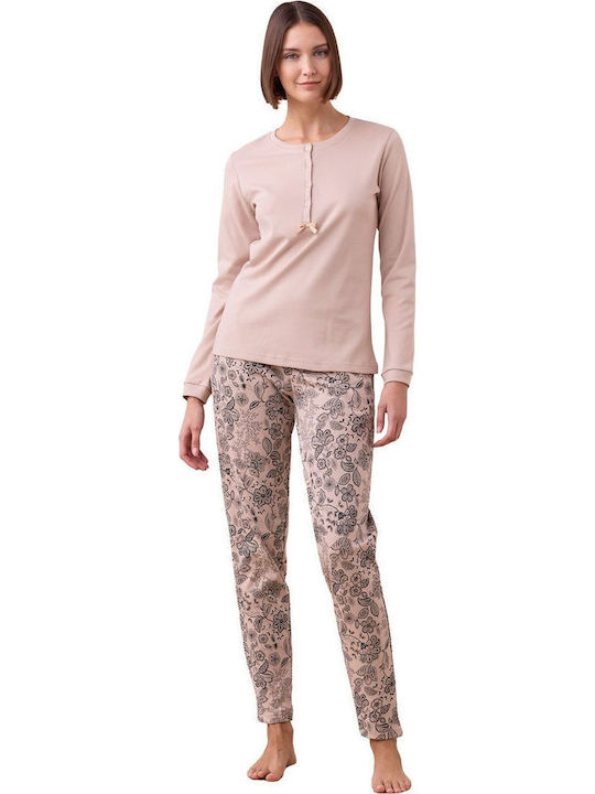 Noidinotte Winter Damen Pyjama-Set Ecru