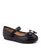 Kids Anatomic Leather Ballerinas with Hoop & Loop Closure Black