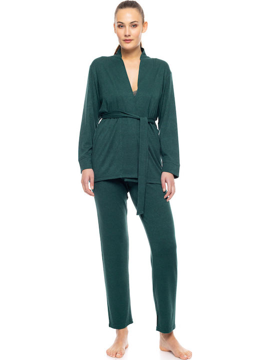 Pink Label Winter Women's Pyjama Set Dark Green