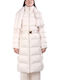 Women's Long Puffer Jacket for Winter Ecru