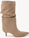 Μπεζ Μποτάκια Suede Kitten Heel Μυτερή Μύτη