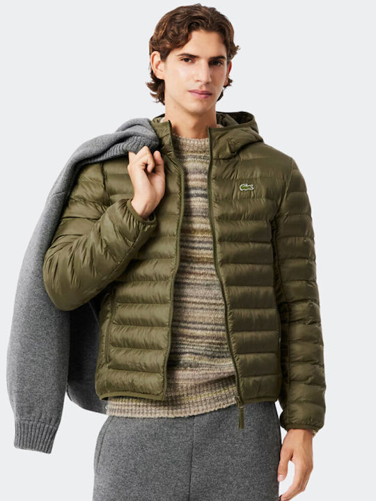 Lacoste Geacă Puffer Impermeabilă Kaki