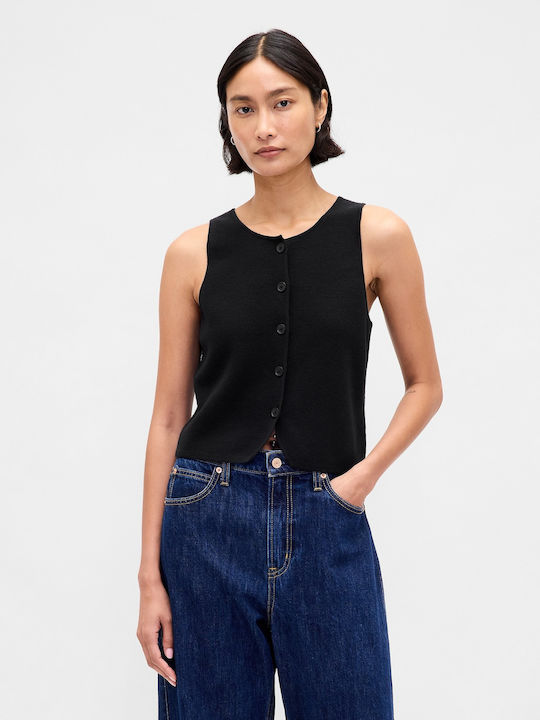GAP Short Women's Vest with Buttons Black