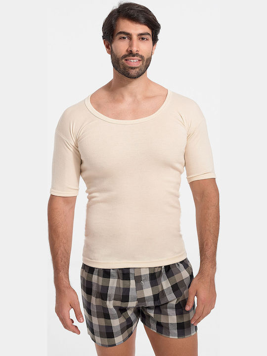 Lilis Men's Undershirt Short-sleeved Beige