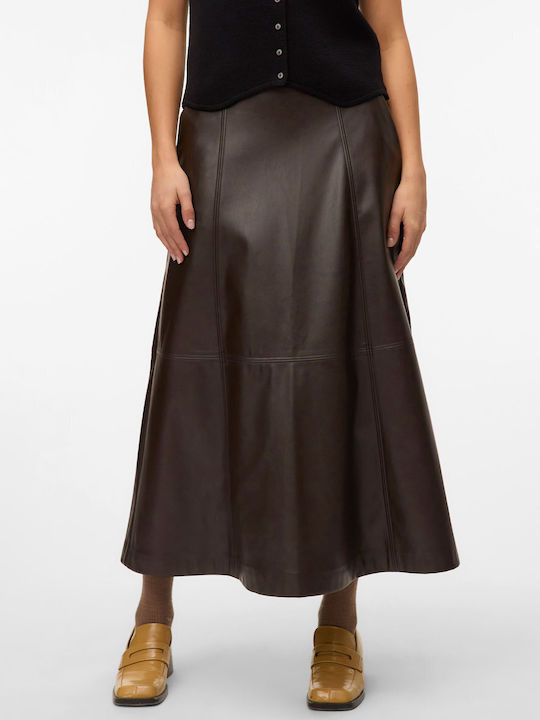 Vero Moda Ψηλόμεση Midi Φούστα Brown