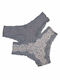 Bamboo Damen Brasilien 2Pack mit Spitze Multicolour