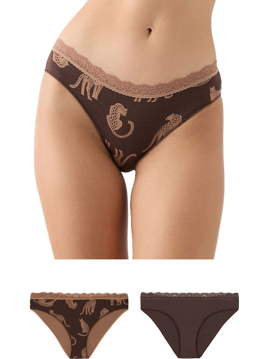 Minerva Fimelle Femei Slip 2Pack Brown