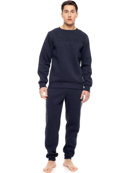 Ulisse Winter Herrenpyjama Baumwollene Yacht Blau