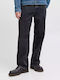 Ανδρικό Παντελόνι Τζιν με Relaxed Straight Εφαρμογή Black Denim