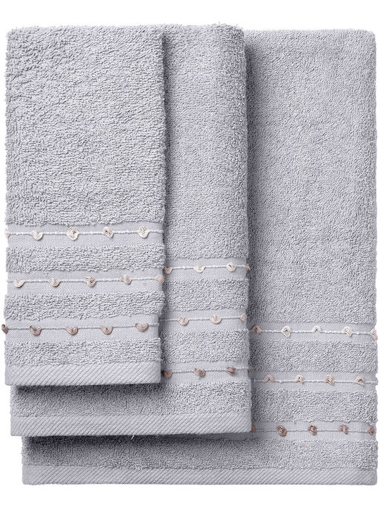 Beauty Home Σετ Πετσέτες Μπάνιου 3τμχ Art 3465 Γκρι Βάρους 450gr/m²