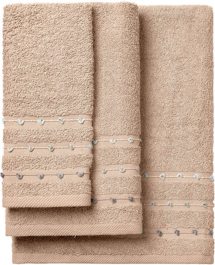 Beauty Home Σετ Πετσέτες Μπάνιου 3τμχ Art 3463 Μπεζ Βάρους 450gr/m²