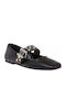 Synthetic Leather Pointy Ballerinas Black