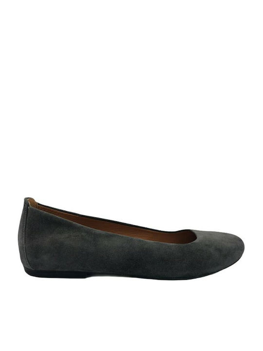 Suede Γυναικείες Μπαλαρίνες σε Γκρι Χρώμα