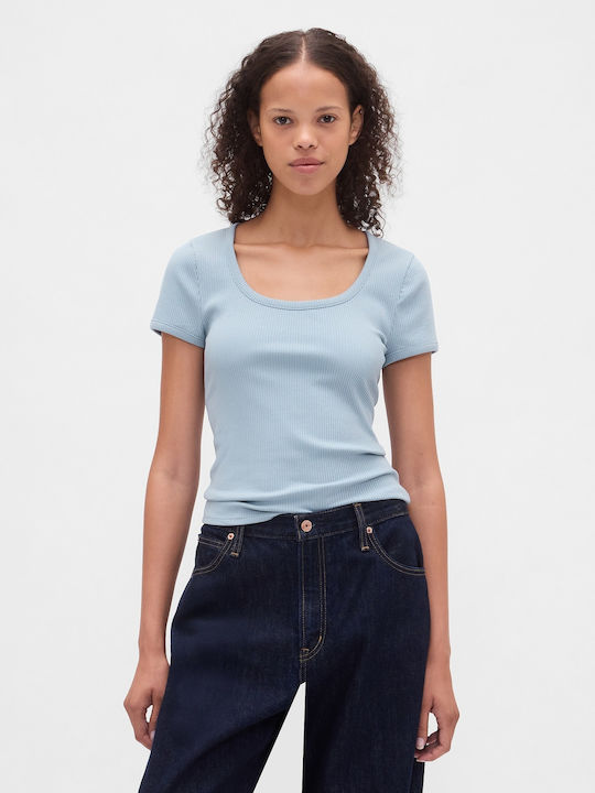 GAP Γυναικείο Crop T-shirt New England Sky Blue