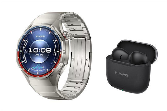 Huawei Watch GT 6 Pro Titanium 46mm Waterproof with Heart Rate Monitor (Titanium + Huawei Freebuds SE 3 Black)